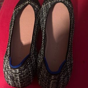 Rothy's Black and Blue Patterned Flats